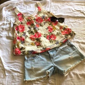 Cute Lace Floral Tank Top